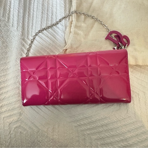Patent Cannage Lady Dior Rendezvous Wallet On Chain Fuchsia full set - Picture 6 of 15